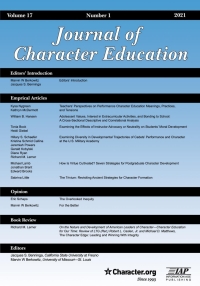 Imagen de portada: Journal of Character Education: Volume 17 #1 9781648024832