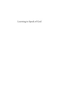 Cover image: Learning to Speak of God 9781666737820