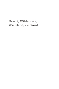 Titelbild: Desert, Wilderness, Wasteland, and Word 9781666742534