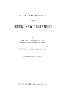 Omslagafbeelding: The Critical Handbook of the Greek New Testament 9781666764444