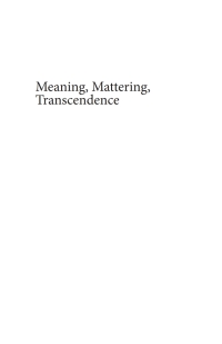 Imagen de portada: Meaning, Mattering, Transcendence 9781666764864