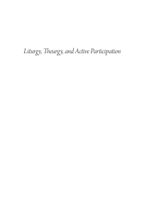 Imagen de portada: Liturgy, Theurgy, and Active Participation 9781666771251