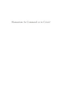 Titelbild: Humanism: In Command or in Crisis? 9781666774375