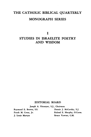 Cover image: Studies in Israelite Poetry & Wisdom 9781666779677