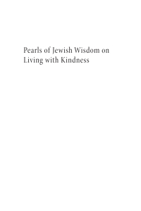 Cover image: Pearls of Jewish Wisdom on Living with Kindness 9781666779790