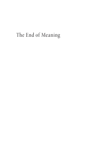 Cover image: The End of Meaning 9781666783346