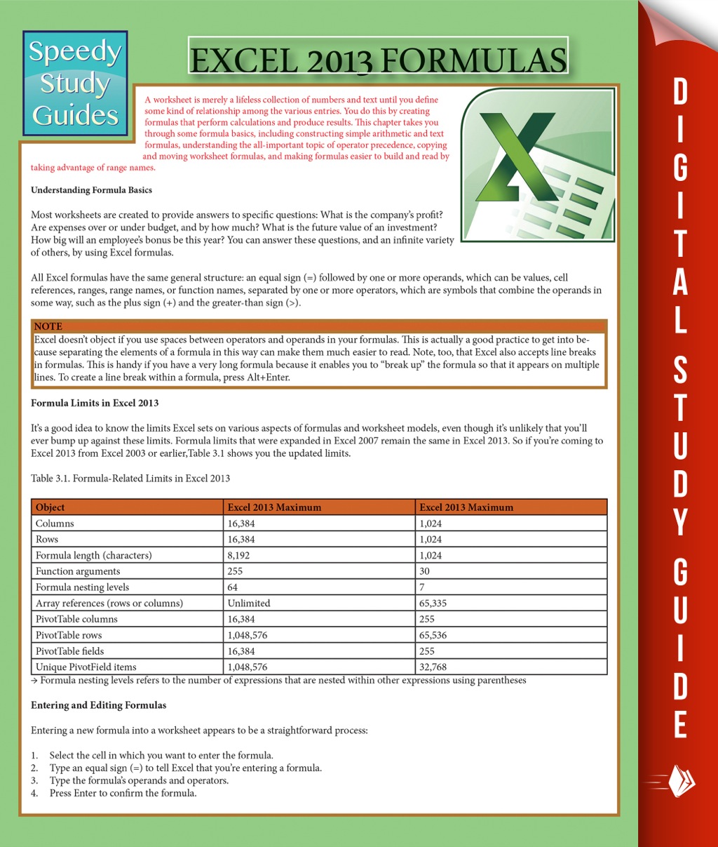 Excel 2013 Formulas Speedy Study Guides