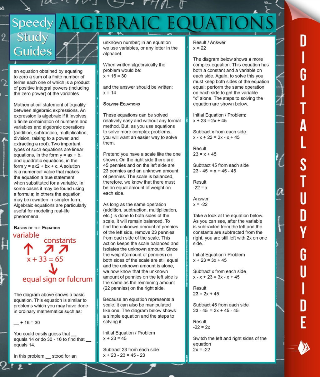 Algebraic Equations Speedy Study Guides