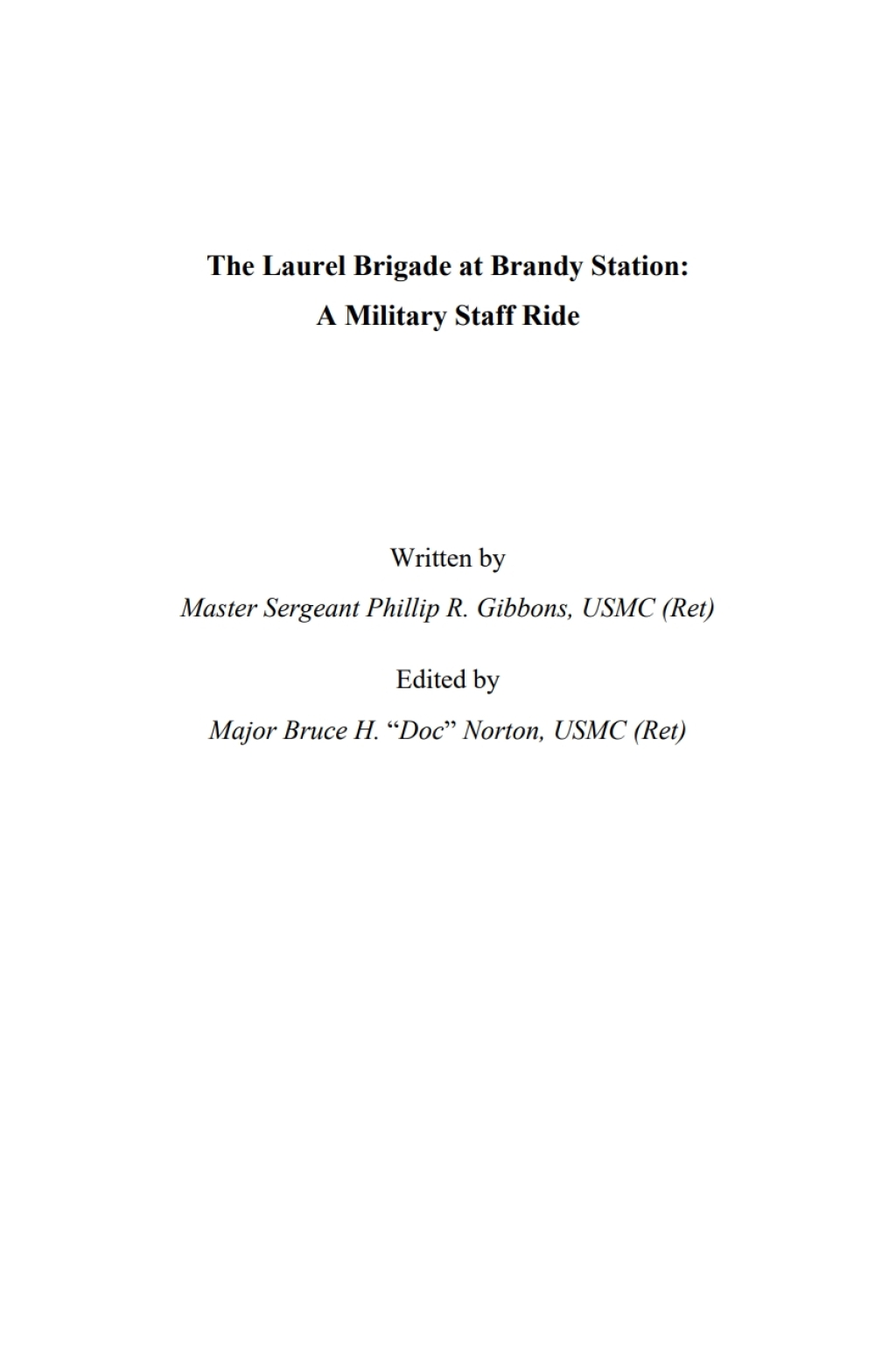 Laurel Brigade at Brandy Station A Military Staff Ride