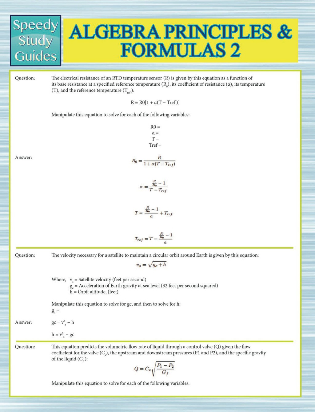 Algebra Principles And Formulas 2 (Speedy Study Guides)