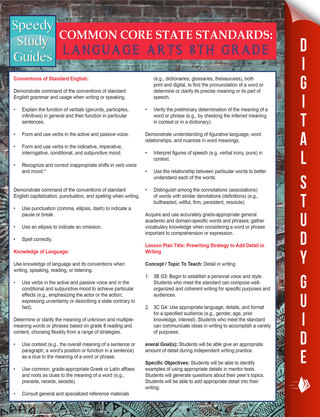 Cover image: Common Core State Standards: Language Arts 8th Grade 9781681454214