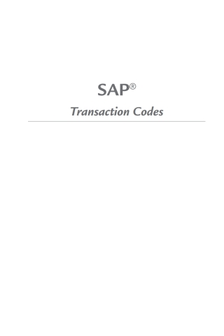 Cover image: SAP Transaction Codes 1st edition 9781944534561