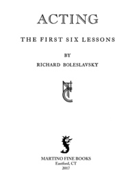 Cover image: Acting; The First Six Lessons 9781614274339