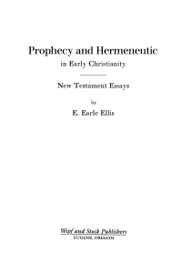 Cover image: Prophecy and Hermeneutic in Early Christianity 9781592442553