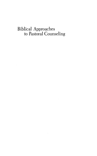 Imagen de portada: Biblical Approaches to Pastoral Counseling 9781592441365