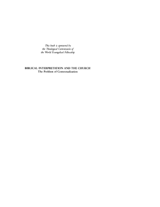 Imagen de portada: Biblical Interpretation and the Church 9781592441082