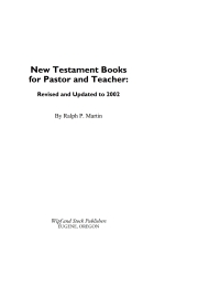 Cover image: New Testament Books for Pastor and Teacher: Revised and Updated to 2002 9781592440054