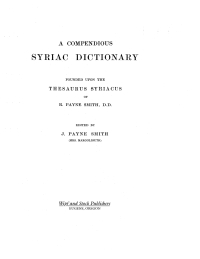 Imagen de portada: A Compendious Syriac Dictionary 9781579102272