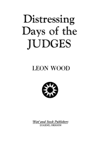 Cover image: The Distressing Days of the Judges 9781579101343