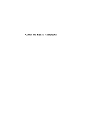 Cover image: Culture and Biblical Hermeneutics 9781592443062