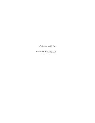 Imagen de portada: Prolegomena to the History of Ancient Israel 9781592443383