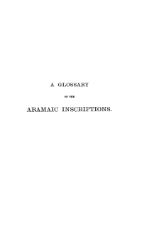 Cover image: A Glossary of the Aramaic Inscriptions 9781592444908