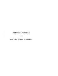 Cover image: Private Prayers Put Forth by Authority During the Reign of Queen Elizabeth 9781592445479