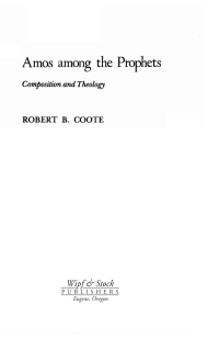 Cover image: Amos Among the Prophets 9781597520379