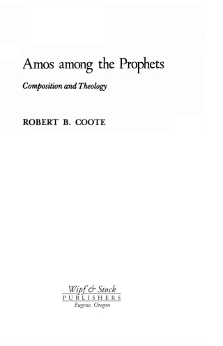 Cover image: Amos Among the Prophets 9781597520379