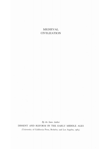 Cover image: Medieval Civilization 9781597521031