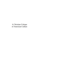 Imagen de portada: A Christian Critique of American Culture 9781597522335