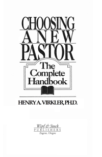 Cover image: Choosing a New Pastor 9781597526623