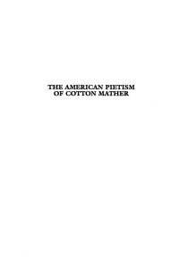 Cover image: The American Pietism of Cotton Mather 9781556353925