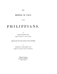 Cover image: The Epistle of Paul to the Philippians and Colossians 9781556354113