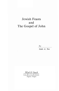 Imagen de portada: Jewish Feasts and the Gospel of John 9781556356452