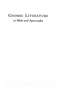 صورة الغلاف: Gnomic Literature in Bible and Apocrypha 9781556356483