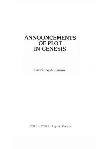 Cover image: Announcements of Plot in Genesis 9781556357336