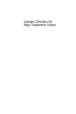 Imagen de portada: Literary Criticism for New Testament Critics 9781606081150