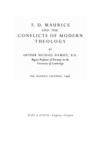 Imagen de portada: F. D. Maurice and the Conflicts of Modern Theology 9781606088128