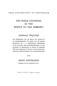 Cover image: The Psalm Citations in the Epistle to the Hebrews 9781608997213