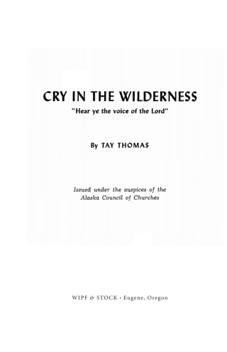 Cover image: Cry in the Wilderness 9781610970372