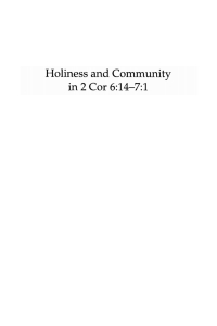 Imagen de portada: Holiness and Community in 2 Cor 6:14–7:1 9781610971942