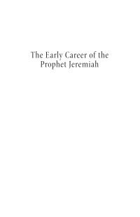Cover image: The Early Career of the Prophet Jeremiah 9781620325674