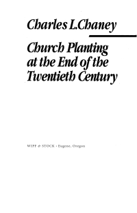 Cover image: Church Planting at the End of the Twentieth Century 9781620326381