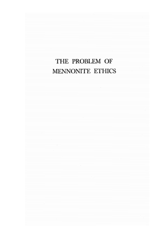 Cover image: The Problem of Mennonite Ethics 9781620327647