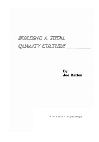 Imagen de portada: Building a Total Quality Culture 9781625645784