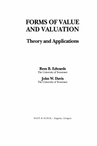 Cover image: Forms of Value and Valuation 9781625648471