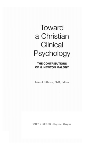 Cover image: Toward a Christian Clinical Psychology 9781498225854