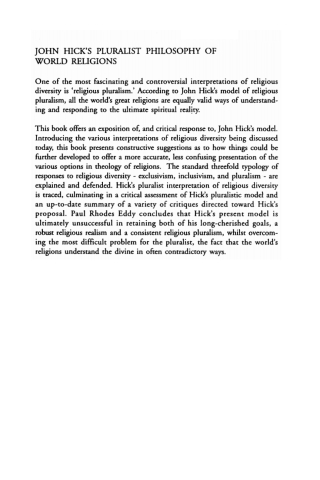 Cover image: John Hick’s Pluralist Philosophy of World Religions 9781498230599