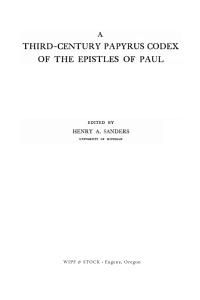Imagen de portada: A Third-Century Papyrus Codex of the Epistles of Paul 9781498232029